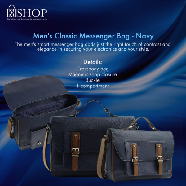 Men's Classic Smart Messenger Bag - Navy